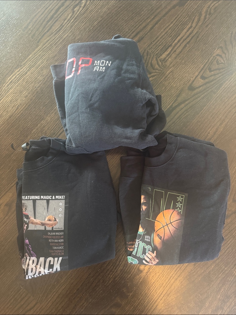 Black Graphic Basketball Sweatshirts, adult small.